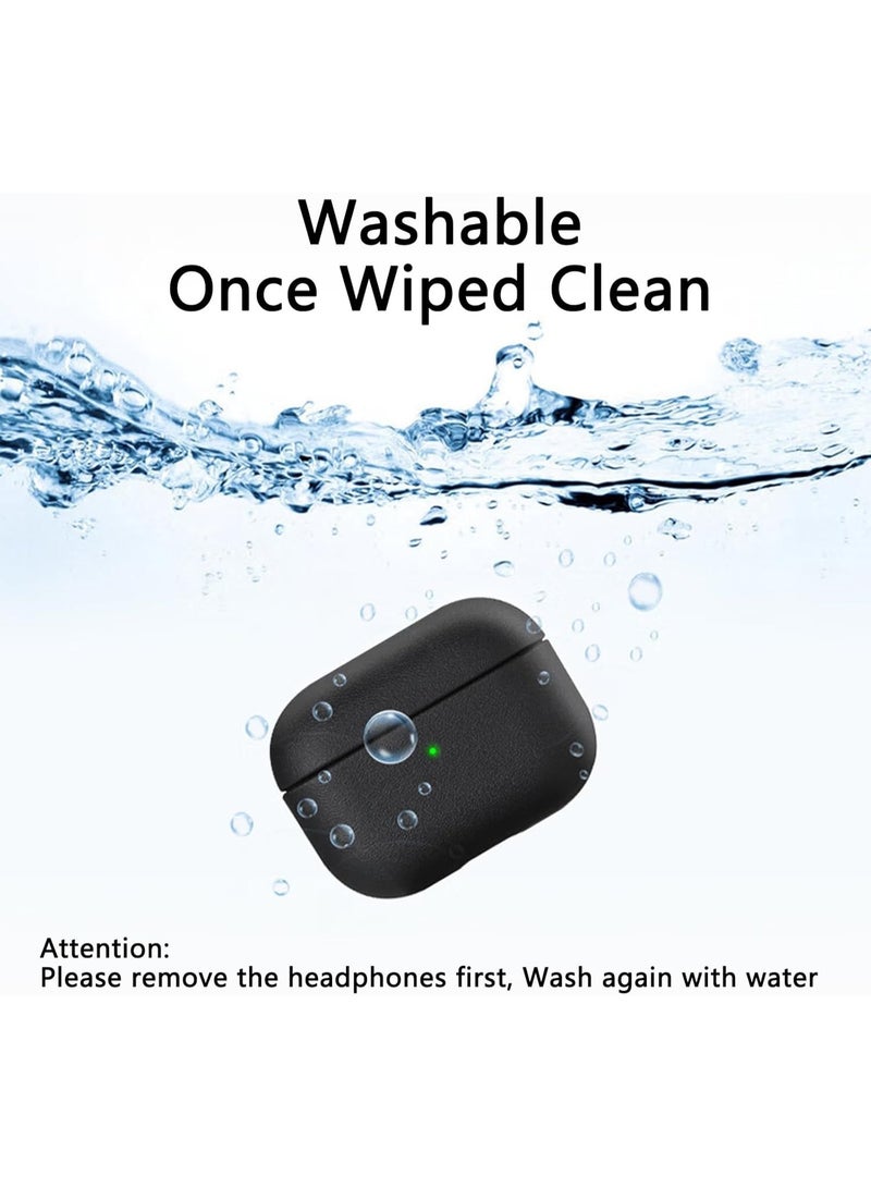 جراب AirPods Pro 3: جراب AirPods Pro من الجيل الثالث مصنوع من جلد البولي يوريثان الناعم مع حبل تعليق - غطاء TPU واقٍ مقاوم للصدمات لسماعات Apple AirPods Pro 3 (أسود) - Image 3